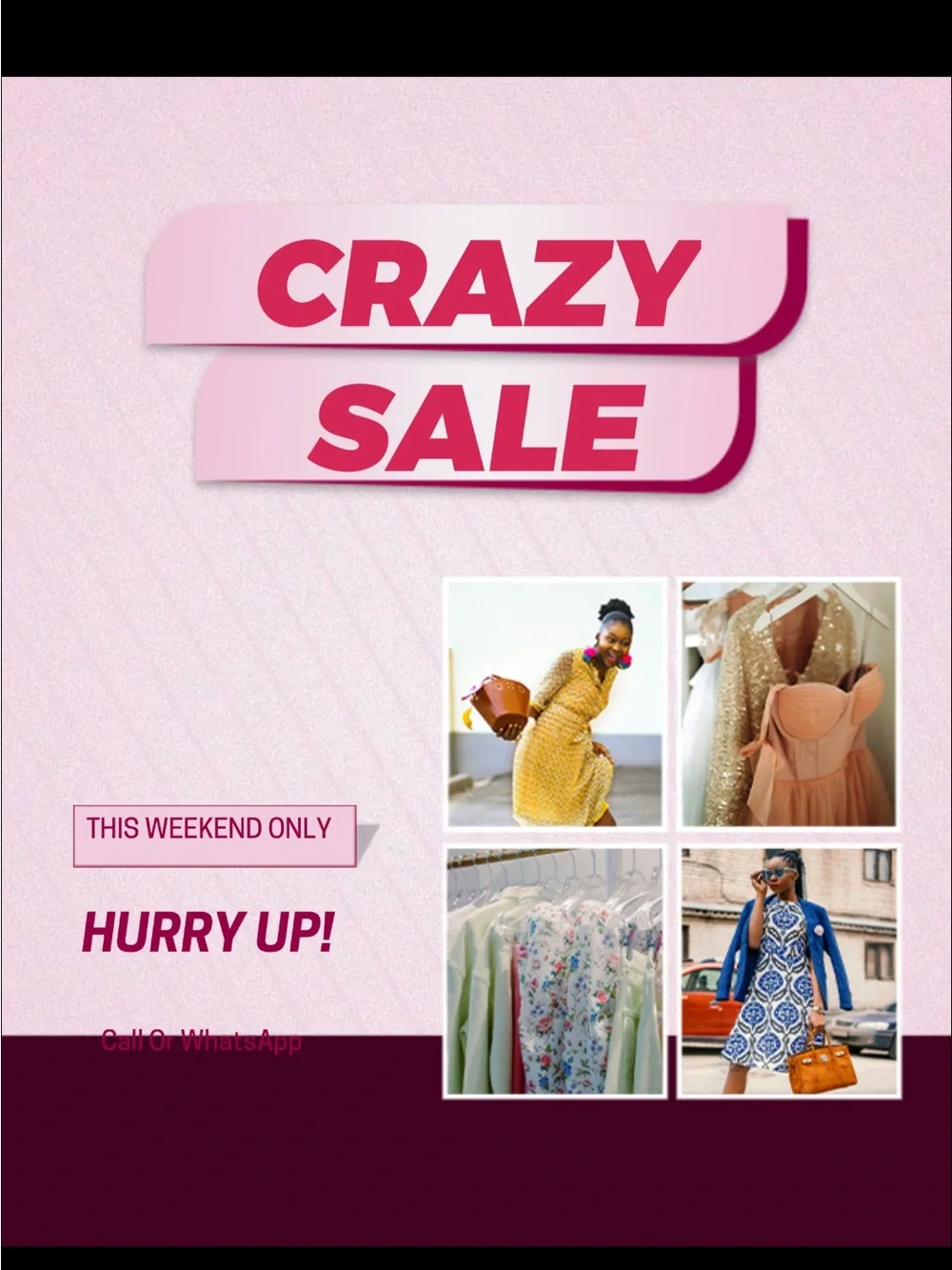 Crazy Sale Poster - Pink and Burgundy Graphics - Picture 2 of 2
